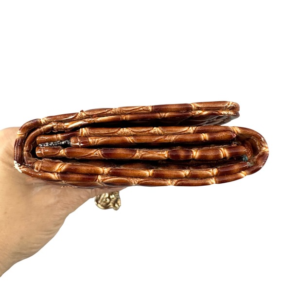 Big Buddha Brown Croc Embossed Wallet Clutch Zip Coin Purse Charm - Picture 16 of 16